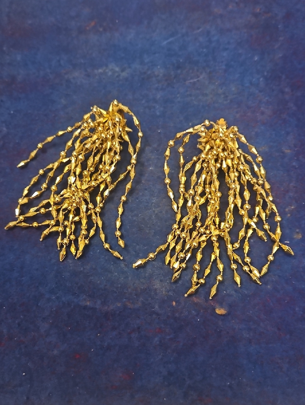 3 For $15 Gold Tassel Clip On  Statement Earrings